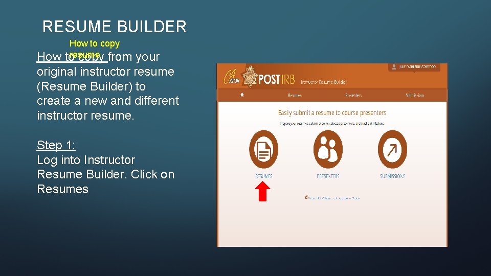 RESUME BUILDER How to copy resume How to copy from your original instructor resume