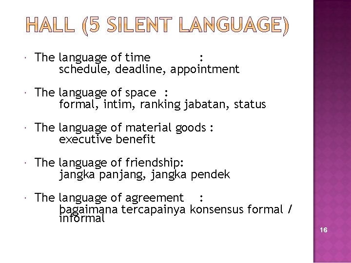  The language of time : schedule, deadline, appointment The language of space :