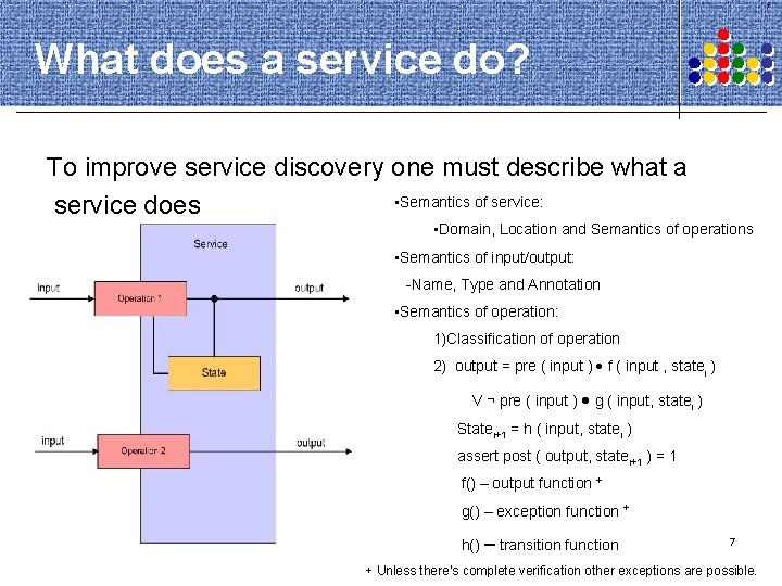 7 What does a service do? To improve service discovery one must describe what