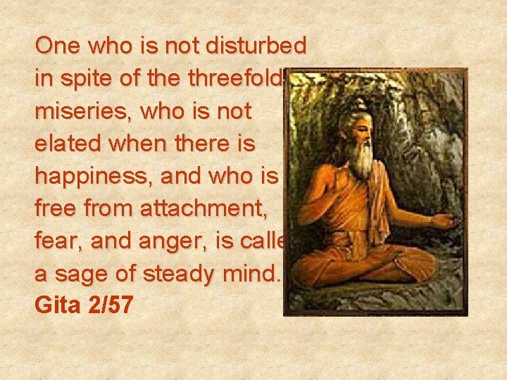 One who is not disturbed in spite of the threefold miseries, who is not