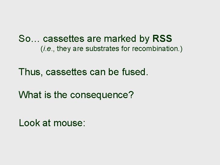So… cassettes are marked by RSS (i. e. , they are substrates for recombination.