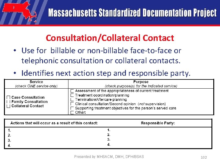 Consultation/Collateral Contact • Use for billable or non-billable face-to-face or telephonic consultation or collateral