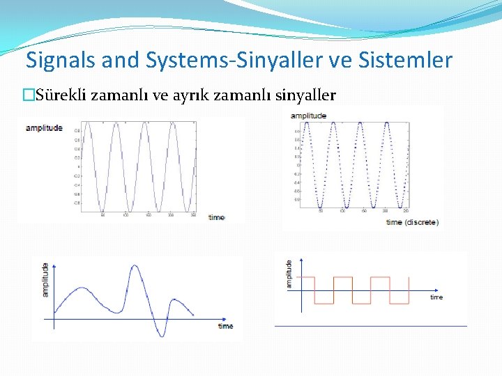 Signals and Systems-Sinyaller ve Sistemler �Sürekli zamanlı ve ayrık zamanlı sinyaller 