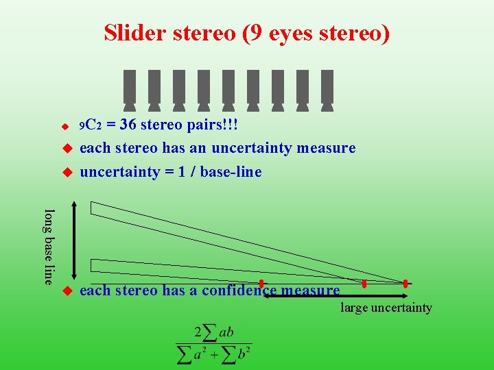 Slider stereo (9 eyes stereo) u = 36 stereo pairs!!! each stereo has an