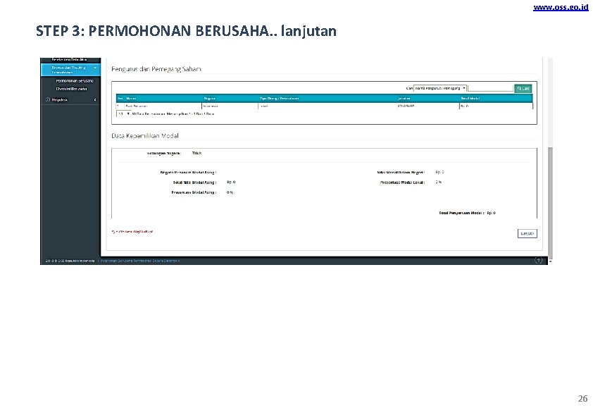 www. oss. go. id STEP 3: PERMOHONAN BERUSAHA. . lanjutan 26 