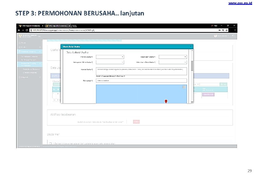 www. oss. go. id STEP 3: PERMOHONAN BERUSAHA. . lanjutan 29 