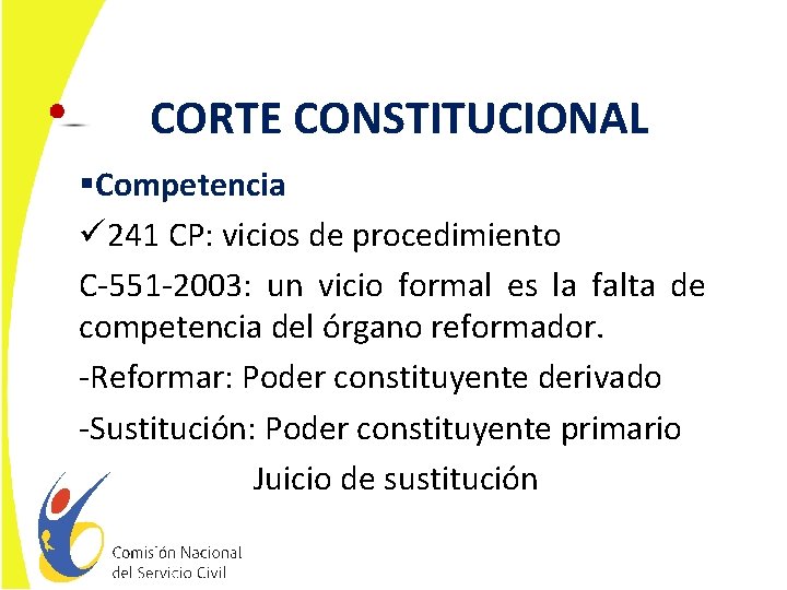 CORTE CONSTITUCIONAL §Competencia ü 241 CP: vicios de procedimiento C-551 -2003: un vicio formal