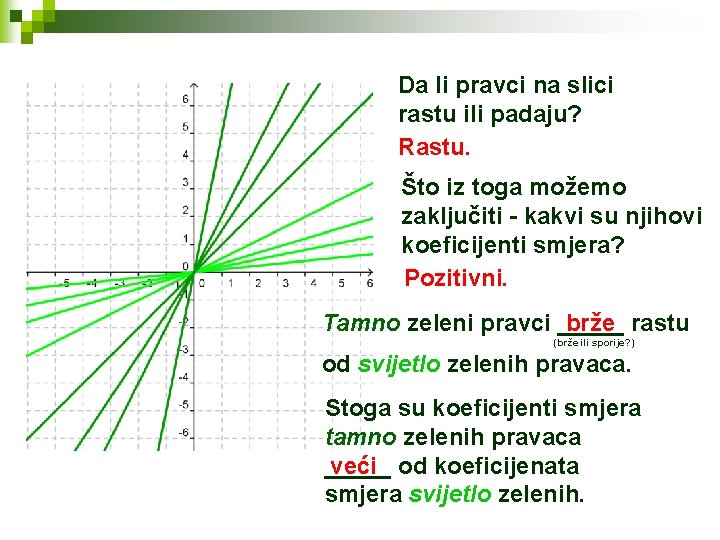 Da li pravci na slici rastu ili padaju? Rastu. Što iz toga možemo zaključiti