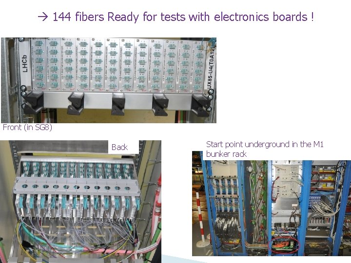  144 fibers Ready for tests with electronics boards ! Front (in SG 8)