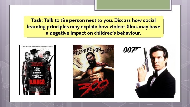 Task: Talk to the person next to you. Discuss how social learning principles may