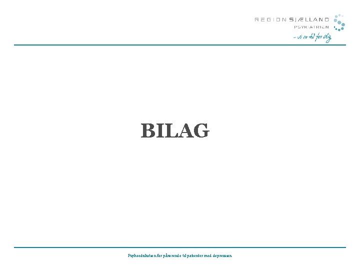 BILAG Psykoedukation for pårørende til patienter med depression 