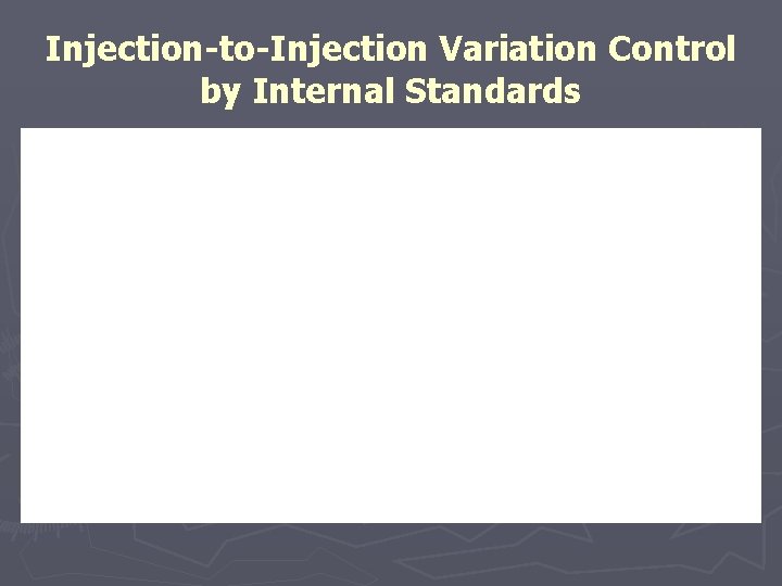 Injection-to-Injection Variation Control by Internal Standards 