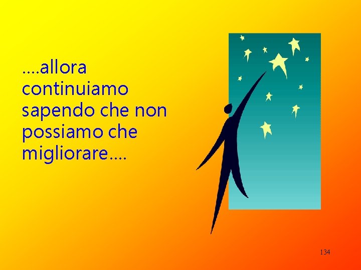 …. allora continuiamo sapendo che non possiamo che migliorare…. 134 