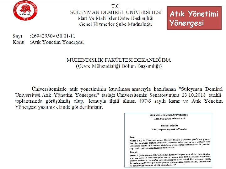 Atık Yönetimi Yönergesi 