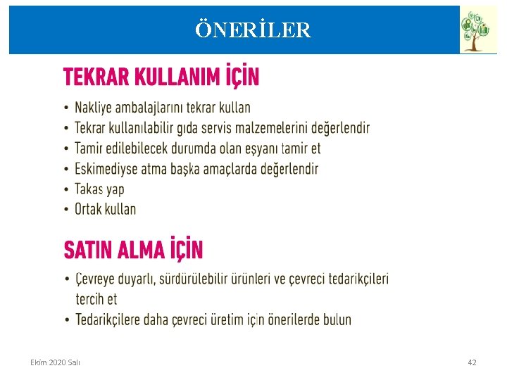 ÖNERİLER Ekim 2020 Salı 42 