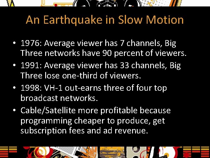 An Earthquake in Slow Motion • 1976: Average viewer has 7 channels, Big Three