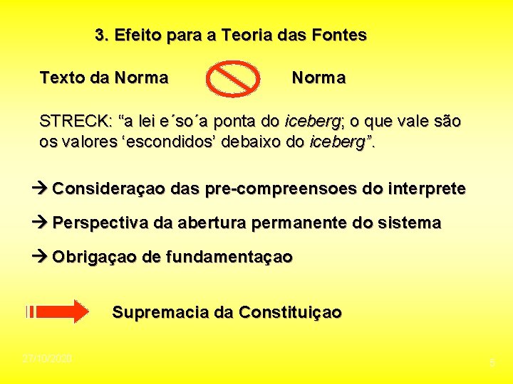 3. Efeito para a Teoria das Fontes Texto da Norma STRECK: “a lei e´so´a