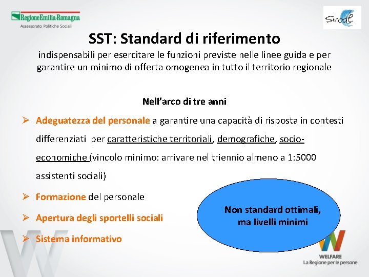 SST: Standard di riferimento indispensabili per esercitare le funzioni previste nelle linee guida e