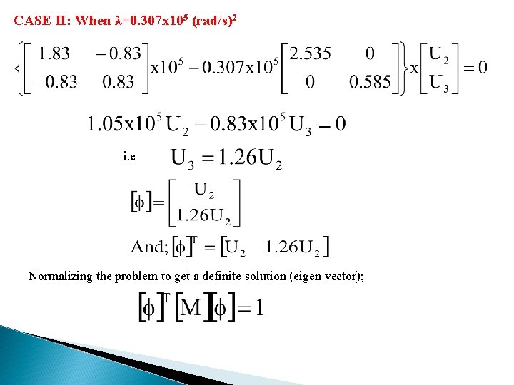 CASE II: When λ=0. 307 x 105 (rad/s)2 i. e Normalizing the problem to