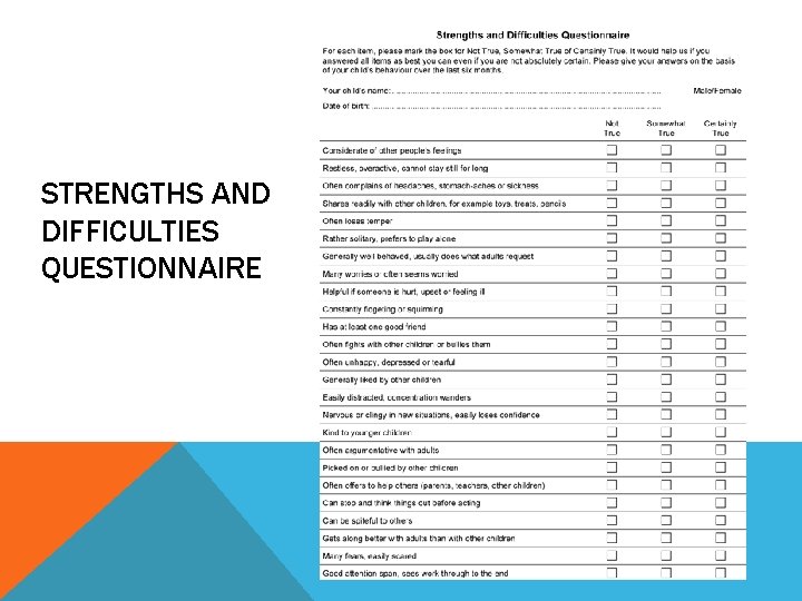 STRENGTHS AND DIFFICULTIES QUESTIONNAIRE 