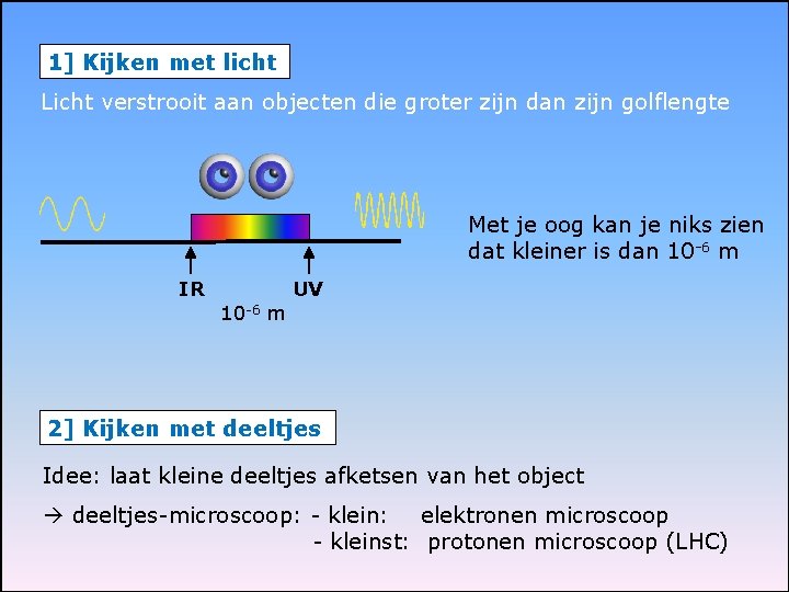 1] Kijken met licht Licht verstrooit aan objecten die groter zijn dan zijn golflengte