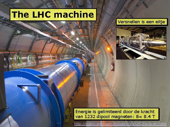 The LHC machine Versnellen is een eitje Energie is gelimiteerd door de kracht van