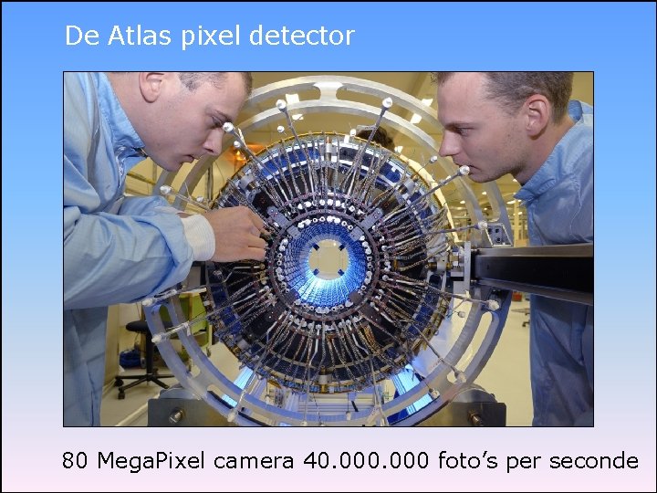 De Atlas pixel detector 80 Mega. Pixel camera 40. 000 foto’s per seconde 