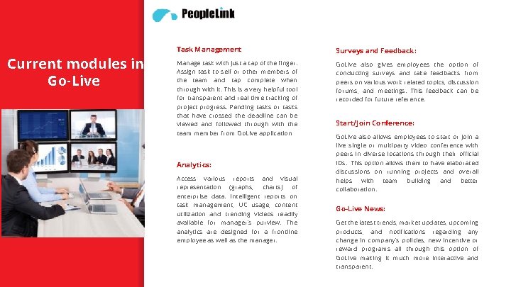 Current modules in Go-Live Task Management Surveys and Feedback: Manage task with just a