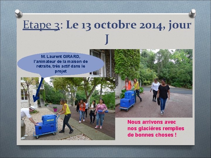 Etape 3: Le 13 octobre 2014, jour J M. Laurent GIRARD, l’animateur de la