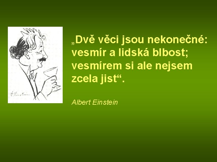 „Dvě věci jsou nekonečné: vesmír a lidská blbost; vesmírem si ale nejsem zcela jist“.