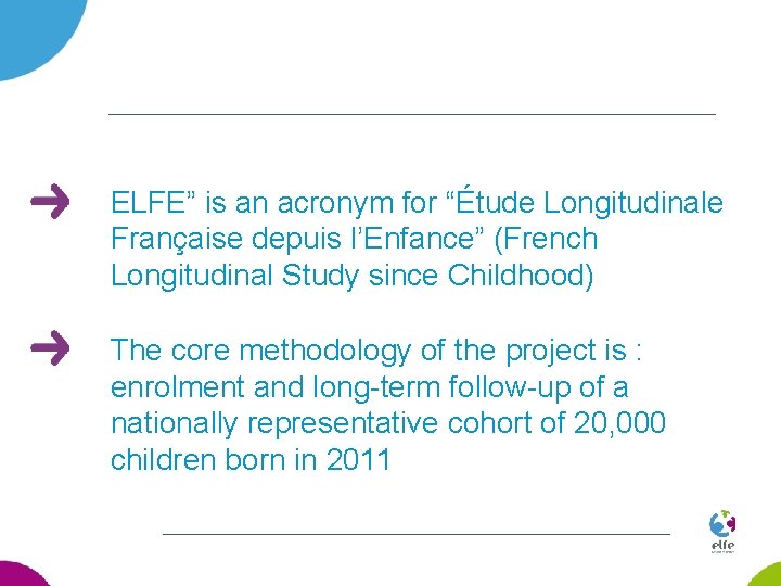 ELFE” is an acronym for “Étude Longitudinale Française depuis l’Enfance” (French Longitudinal Study since