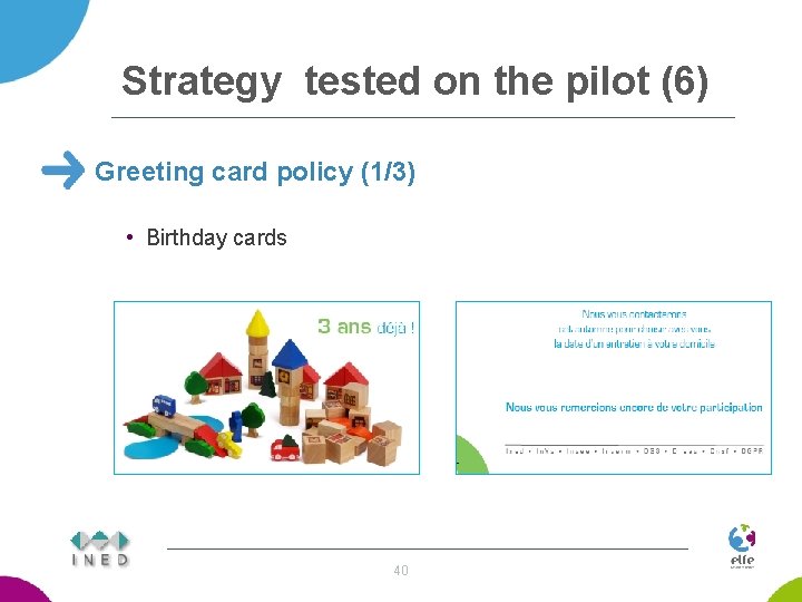 Strategy tested on the pilot (6) Greeting card policy (1/3) • Birthday cards 40