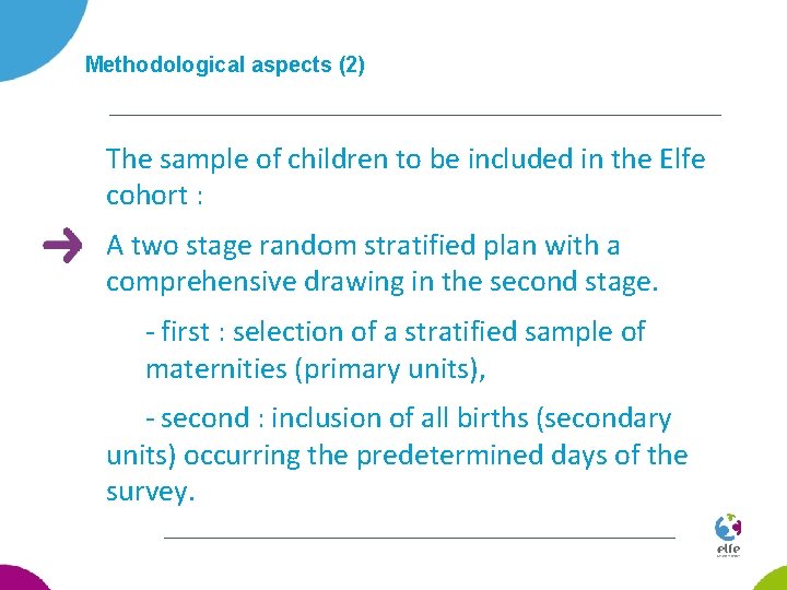 Methodological aspects (2) The sample of children to be included in the Elfe cohort