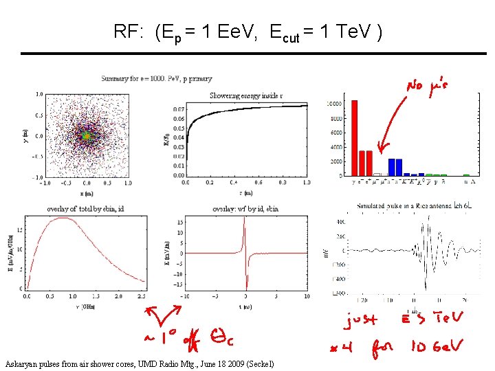 RF: (Ep = 1 Ee. V, Ecut = 1 Te. V ) Askaryan pulses