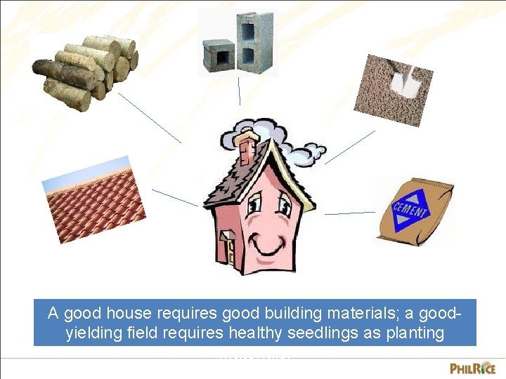 A good house requires good building materials; a goodyielding field requires healthy seedlings as