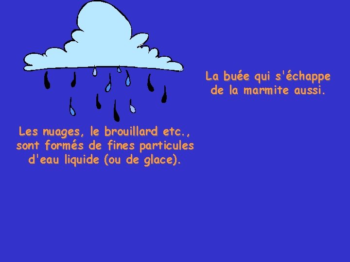 La buée qui s'échappe de la marmite aussi. Les nuages, le brouillard etc. ,
