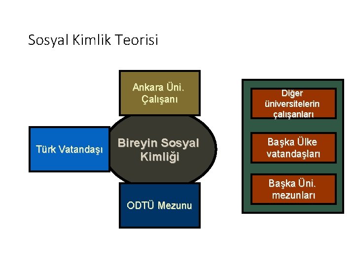 Sosyal Kimlik Teorisi Ankara Üni. Çalışanı Türk Vatandaşı Bireyin Sosyal Kimliği ODTÜ Mezunu Diğer