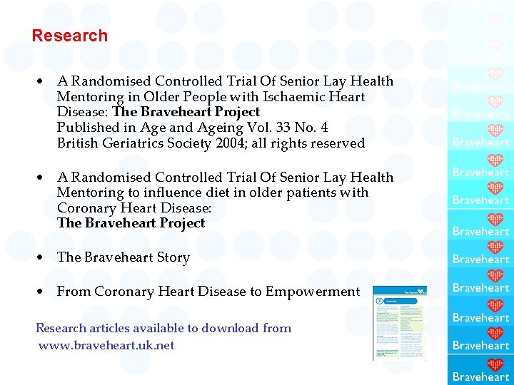 Research • A Randomised Controlled Trial Of Senior Lay Health Mentoring in Older People