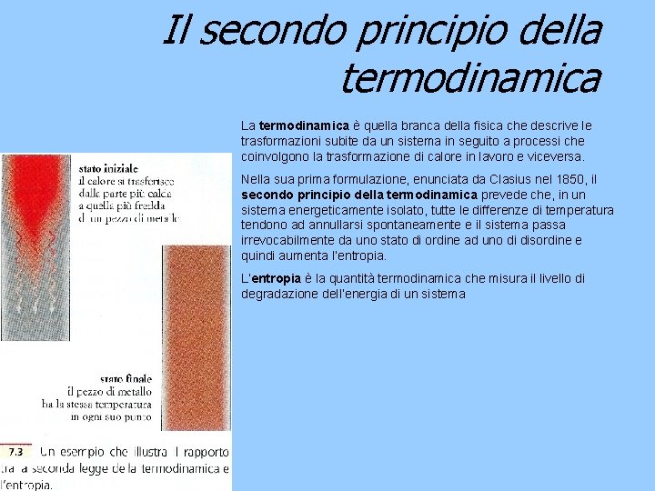 Il secondo principio della termodinamica La termodinamica è quella branca della fisica che descrive