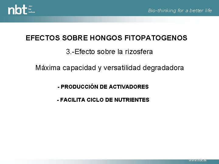 new bio technic Bio-thinking for a better life EFECTOS SOBRE HONGOS FITOPATOGENOS 3. -Efecto