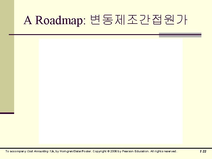 A Roadmap: 변동제조간접원가 To accompany Cost Accounting 12 e, by Horngren/Datar/Foster. Copyright © 2006