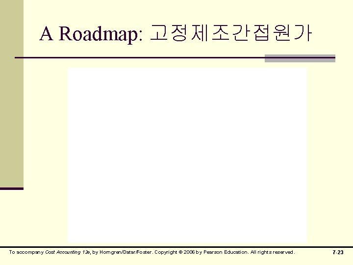 A Roadmap: 고정제조간접원가 To accompany Cost Accounting 12 e, by Horngren/Datar/Foster. Copyright © 2006