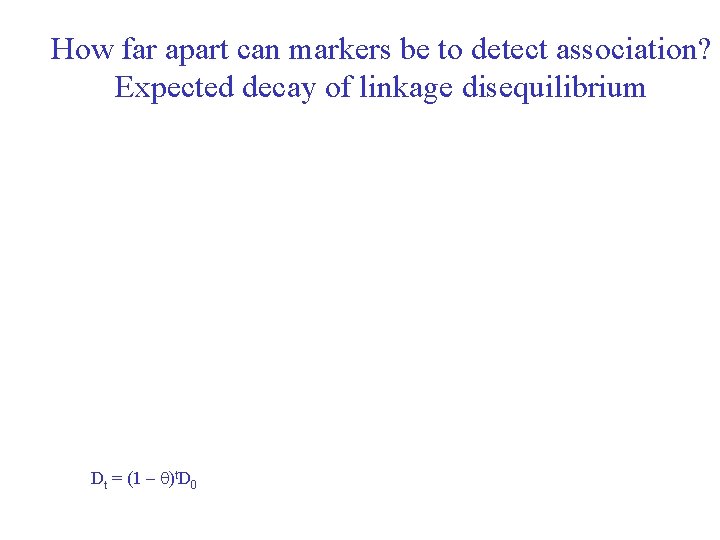 How far apart can markers be to detect association? Expected decay of linkage disequilibrium