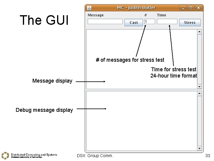 The GUI # of messages for stress test Time for stress test 24 -hour