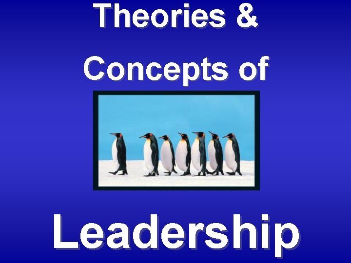 Theories & Concepts of Leadership 