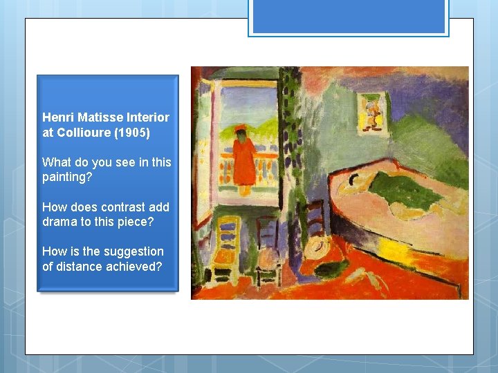 Henri Matisse Interior at Collioure (1905) What do you see in this painting? How