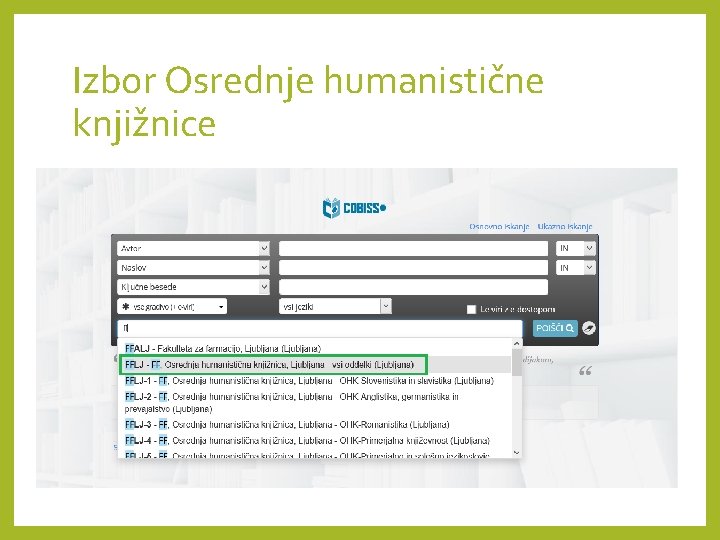 Izbor Osrednje humanistične knjižnice 