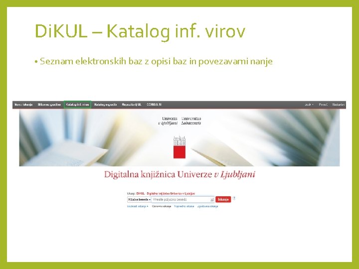 Di. KUL – Katalog inf. virov • Seznam elektronskih baz z opisi baz in