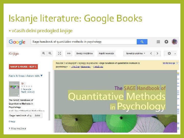 Iskanje literature: Google Books • včasih delni predogled knjige 