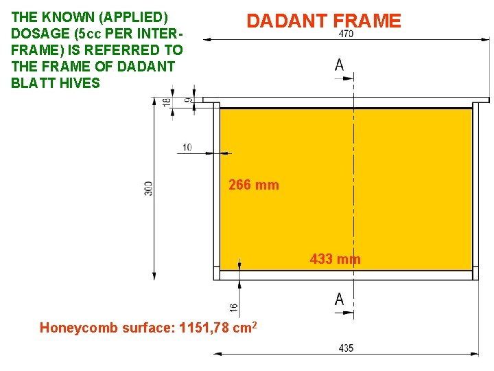 THE KNOWN (APPLIED) DOSAGE (5 cc PER INTERFRAME) IS REFERRED TO THE FRAME OF